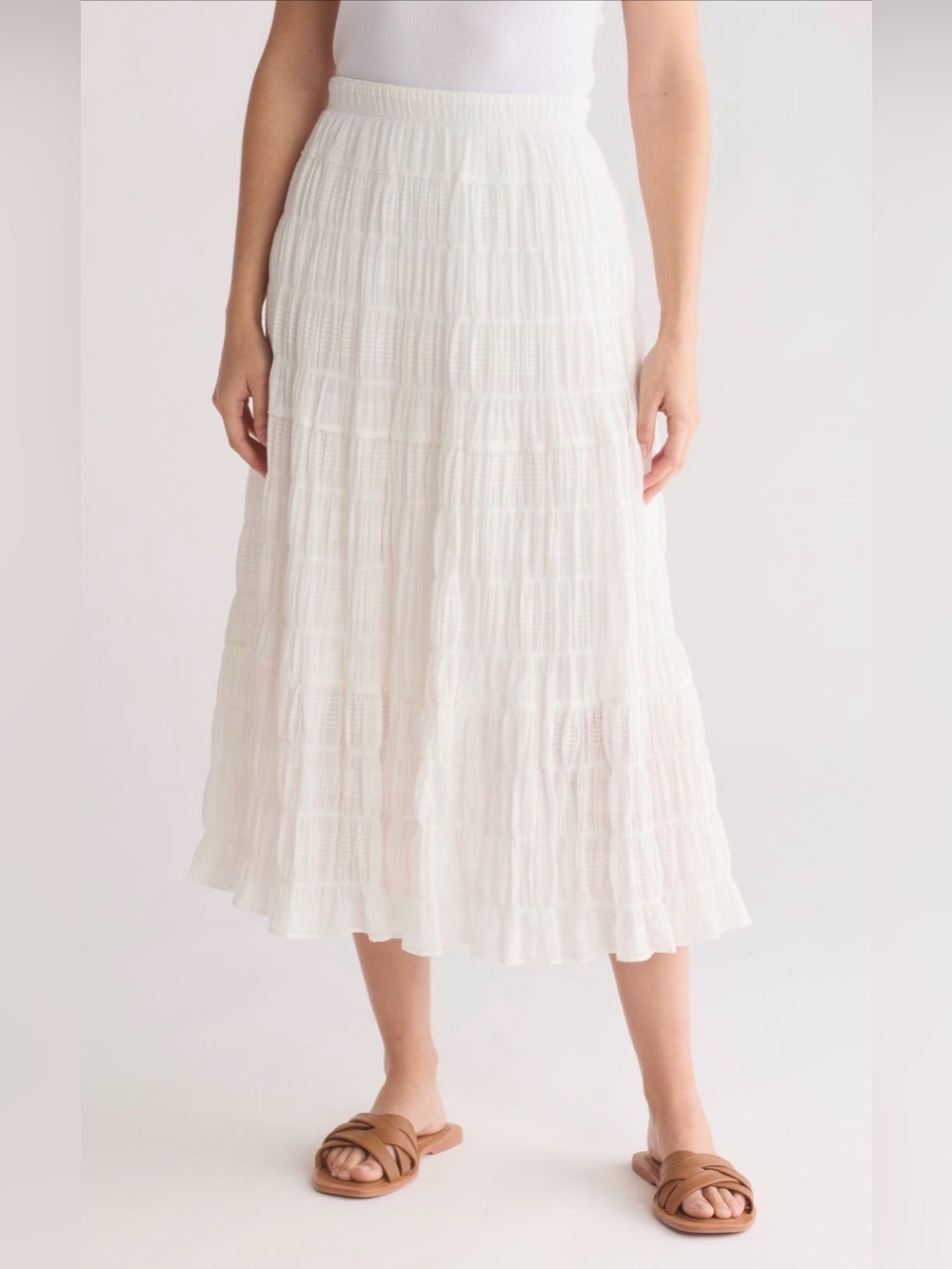 NEWβ¦Max Studio White Textures Midi Skirt